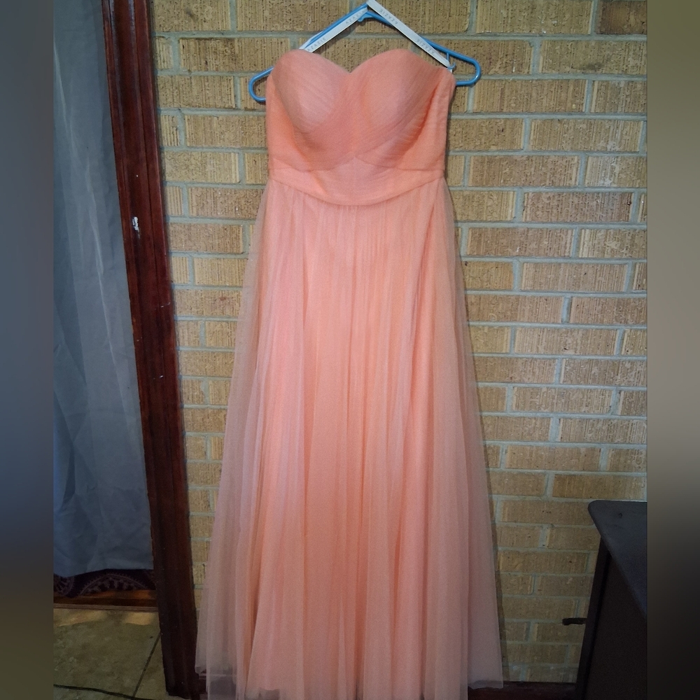 Azazie Elegant Peach Strapless Evening Gown Set Of 2 Altered Size 6